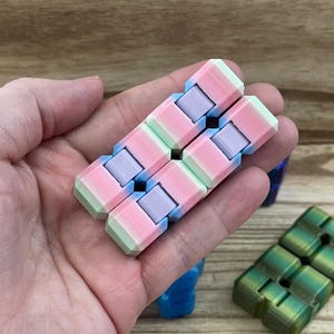 3D Printed Fidget Mini Infinity Cube, Custom Color Iridescent Dual or Tri-Color