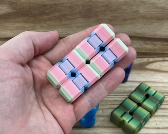 Mini cubo infinito Fidget impreso en 3D, color personalizado iridiscente, bicolor o tricolor