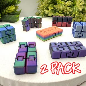 3D Printed Fidget Mini Infinity Cube, Custom Color Iridescent Dual or Tri-Color - 2 PACK