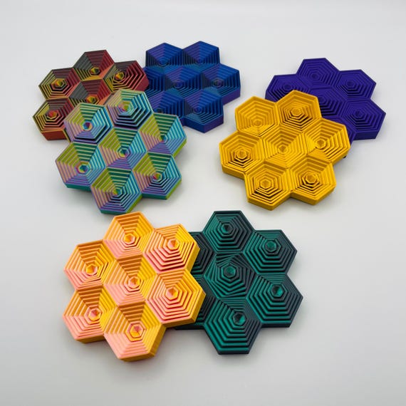 Hypnotic Hexagons 3D Printed Fidget Toy in Custom Colors