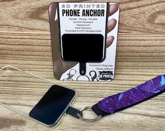 Cell phone connector card to use with phone strap, phone chain, neck or wrist lanyard, flexible and durable, will not break GUARANTEED