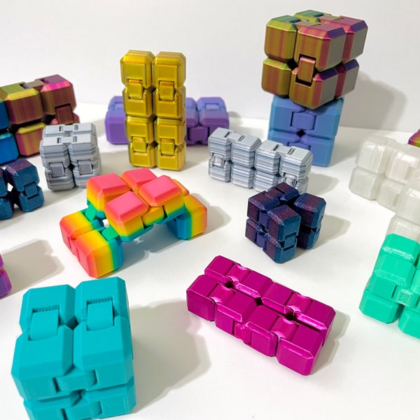 MINI infinity cube fidget toy 3d printed for adhd or stress play and anxiety relief, color assortment, sensory play, gift for any age