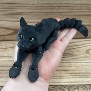 3D Printed Black Wolf | Flexible Articulated Animal | Wilderness Forest Decor Gift for Wolf Lover