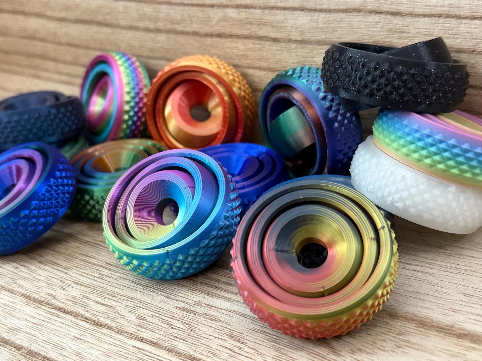 3D Printed Fidget Gyro Spinner, Custom Color Iridescent Dual or Tri ...