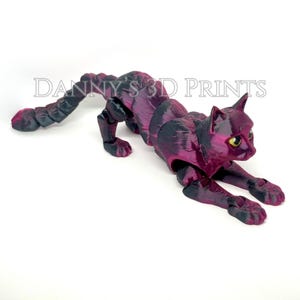 Couleur personnalisée de chat flexible imprimé en 3D | Accessoire de bureau articulé Flexi Animal pour animaux de compagnie | Cadeau pour amoureux des chats, maman chat, papa chat | Décoration féline