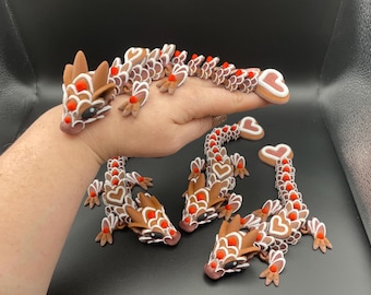 Cute Baby Cookie Dragon, Frosted Hearts, 3D Printed Articulated Sensory Figurine, Sweet Gift for Someone Special, Best Unique Fidget Dragon