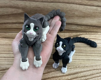 Tuxedo Cat Benutzerdefinierte Farben | Katzenliebhaber Bücherregal oder Buchecke Dekor, Gelenk Schreibtisch Spielzeug | 3D Gedrucktes Tierportrait