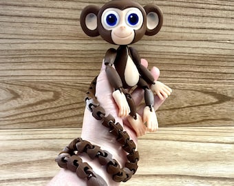 3D Printed Articulated Monkey | Flexible Figurine, Ape Lover Gift