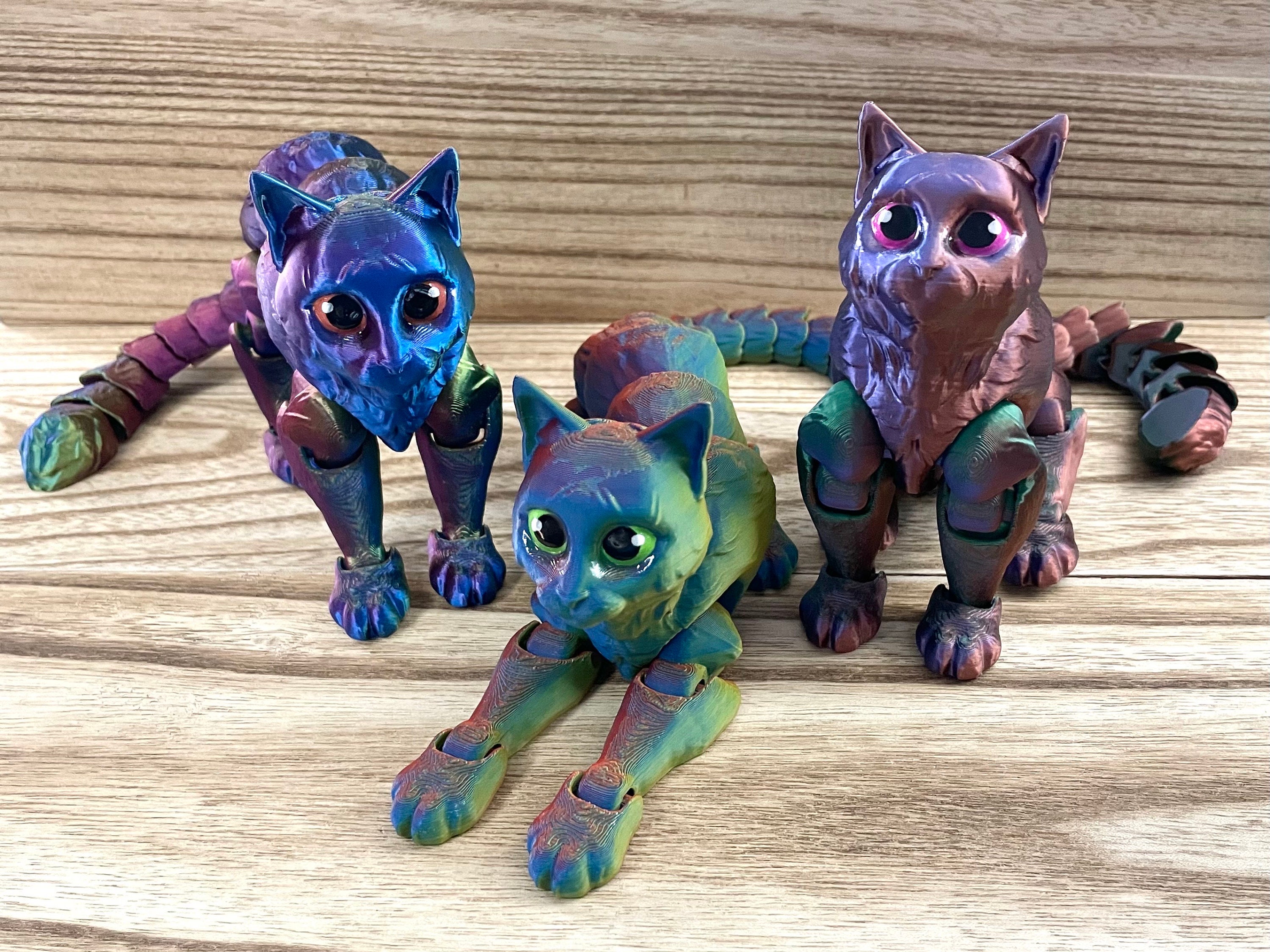 Custom Color Cat With Hand Painted Eyes 3D Printed