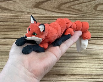 3D Gedruckter Fuchs | Realistische Fuchs Figur | Bewegliches Gelenktier | Bauernhof und Land Dekor Geschenk für Fuchs Liebhaber | Benutzerdefinierte Augenfarbe