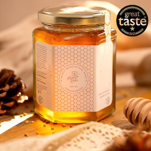 Wildblumen-Rohhonig - Preisgekrönter Single Origin, nicht pasteurisiert und ungefiltert - 340g-Glas