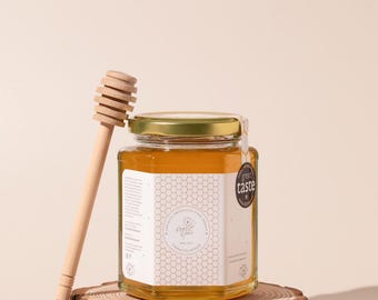 Miel cruda de flores silvestres: galardonada, de origen único, sin pasteurizar ni filtrar. Tarro de vidrio de 340 g.