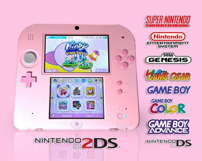 Nintendo 2DS pink Fully Loaded Retro Handheld Game Console - Etsy