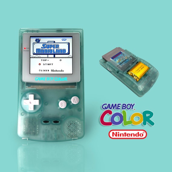 Teal Clear Game Boy Color GBC XL IPS Screen Battery Mod Color Backlight  Retro Handheld Game Console 