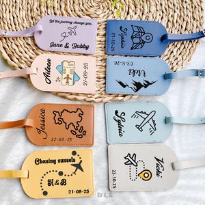 Monogrammed Luggage Tag,Personalised Luggage Name Tag,Bridal Party Favors,Custom Leather  Name Luggage ID,Bridesmaid Gift,Travel Accessories