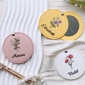 Personalized Portable Mirror, Bridesmaid Gifts Pocket Makeup Mirror, Custom Gift for Women, Round Makeup Mirror, Custom name makeup mirror
