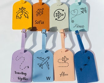 Custom Luggage Tag,Personalized Leather Luggage Tag,Engraved Monogram Luggage Tag,Couples Luggage Tags,Travel Gift for Best Friend,Favor Tag