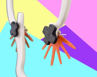 Geometric Earring Jackets: Triangle, Circle, or X with Ray Flare