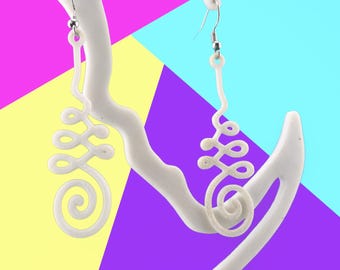 Unalome Dangle Earrings | Boho Chic Spiritual Jewelry, Inner Peace Symbol