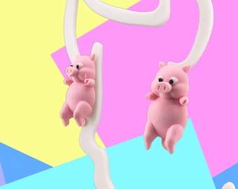 3D Kawaii Pig Stud Earrings | Whimsical Animal Jewelry