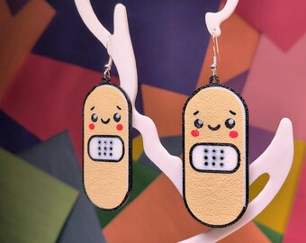 Kawaii Band-Aid Earrings, Funny Medical Jewelry Gift for Nurses