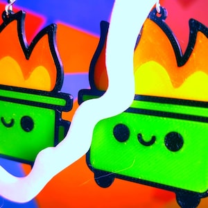 Cute Kawaii Dumpster Fire Earrings  Dumpster Fire Earring Funny Statement Jewelry Meme Earrings This is Fine Hot Garbage Earring