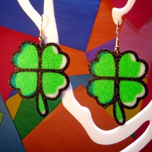 Clover Earrings for St. Patrick&#39;s Day Four Leaf Clover Lucky Earrings Nature inspired Clover Ear Ring Jewelry Shamrock Earrings