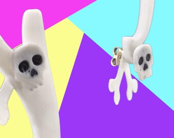 Skull and Crossbones Earring Jackets | Halloween Earrings | Edgy Jewelry