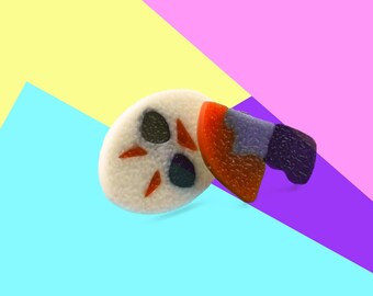 Mismatched Hockey Mask and Bloody Knife Slasher stud Earrings