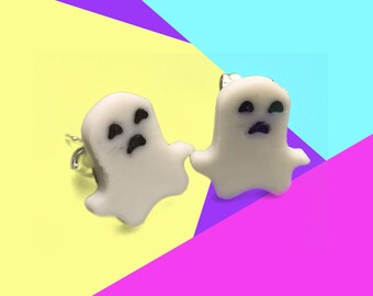 3D Printed Ghost Earrings, Ghost Studs