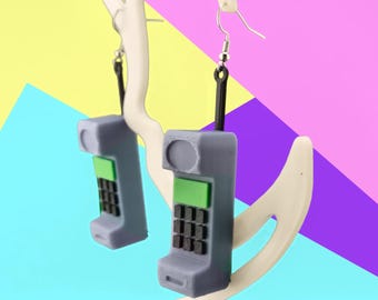 Retro Cell Phone Earrings, Nostalgic 3D Printed Jewelry, Funny Statement Earrings, Y2K Tech Gift