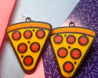 Pepperoni Pizza Slice Earrings: Novelty Food Jewelry