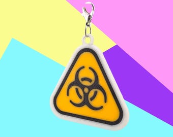 3D Printed Biohazard Symbol Badge Charm: Edgy Nurse Gift
