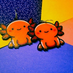 3D Printed Axolotl Earrings: Kawaii Amphibian Jewelry