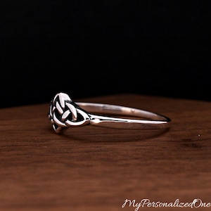 Solid 925 Sterling Silver Celtic Endless Knot Ring · Women's Promise Ring · Irish Knot · Personalized Engrave Anniversary Gift image 3
