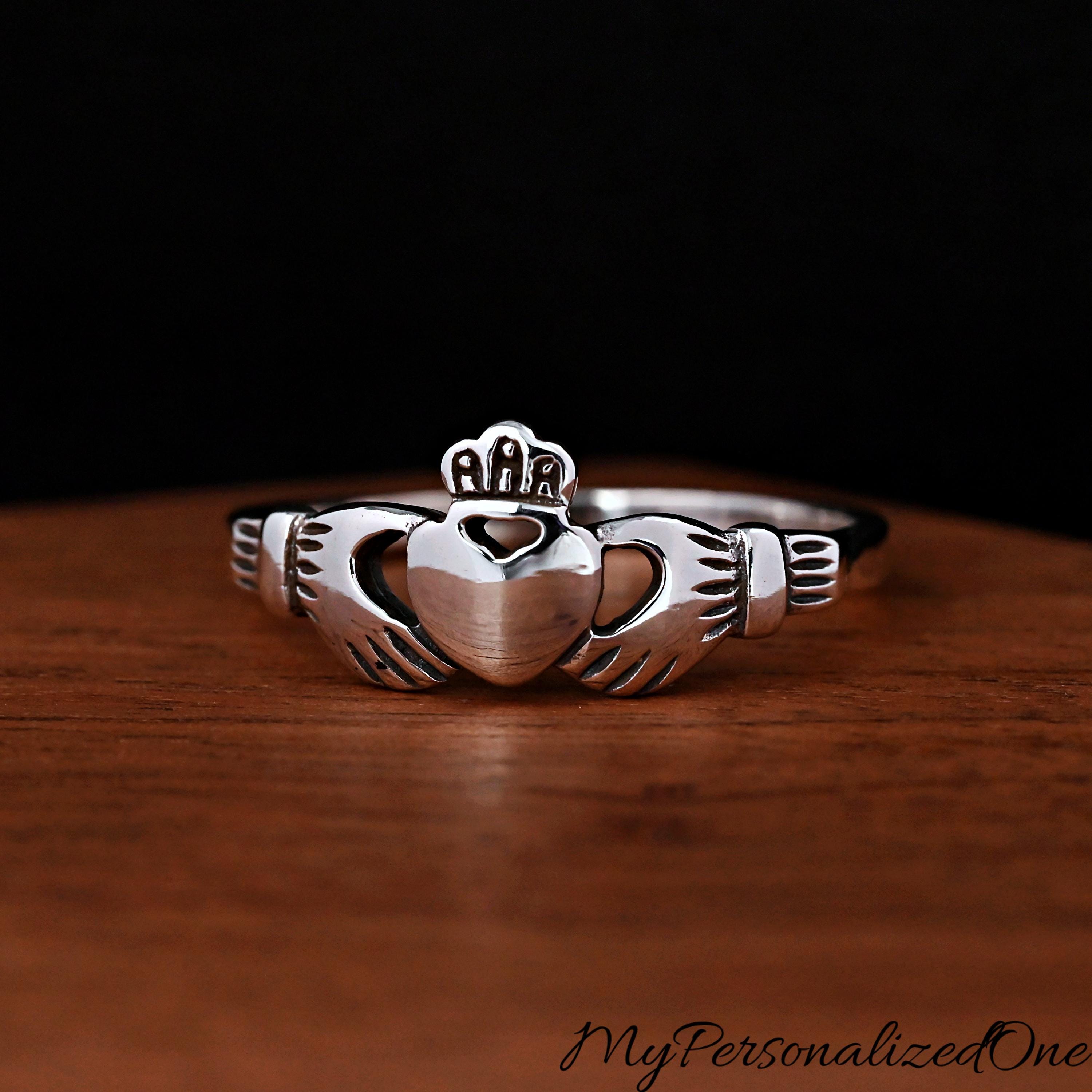 Solid 925 Sterling Silver Claddagh Ring Irish Heart Hands Crown Band…