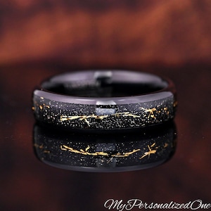 6mm Black Galaxy Tungsten Ring - Nebula Dome Wedding Band, Space Milky Way Inspired Jewelry for Men, Unique Cosmic Engagement Ring, Engrave