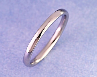 High Polished Stainless-Steel 2mm Minimalist Dome Wedding Band, 316L Stainless Steel Ring, Men&#39;s Women&#39;s Ring, Free Laser Engraving Gift