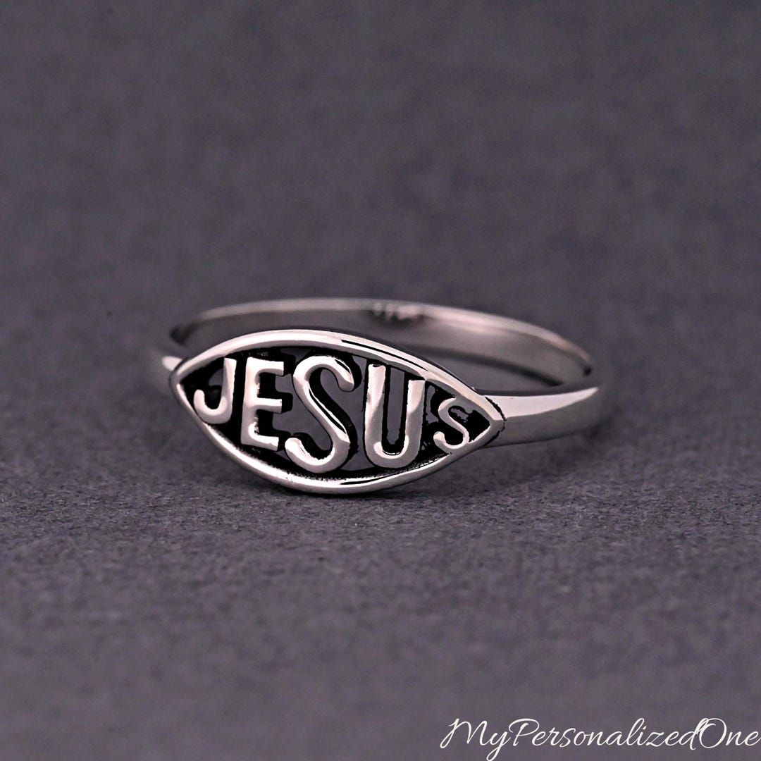 Jesus Script Band Ring, 925 Sterling Silver, Christian Faith Jewelry ...
