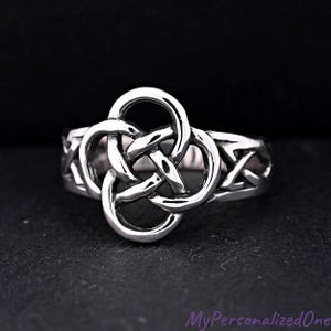 Sterling Silver Triquetra Celtic Knot Ring | Trinity Knotwork Band Size 4-15