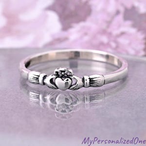 Claddagh Celtic Irish Solid 925 Sterling Silver Ring, Dainty Claddagh Ring, Irish Love Ring, Friendship Band, Girl's Women's Gift Jewelry
