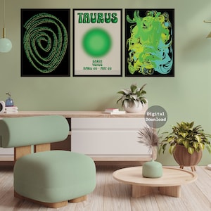 Horoscope Aura Taurus Zodiac Digital Print Poster Gift, Positive Affirmation Print, Astrology Gift Printable, Aesthetic Gradient Wall Art