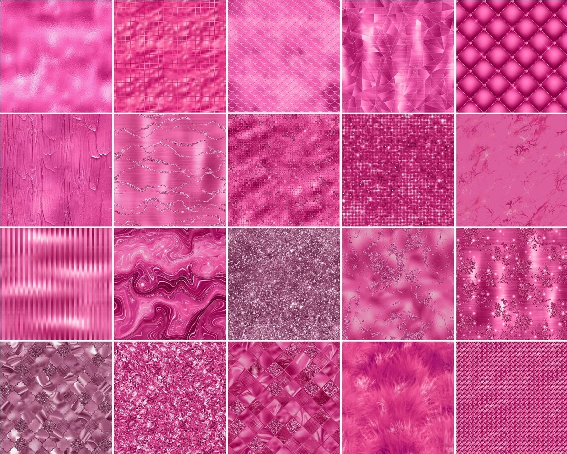 Luxury Hot Pink Digital Paper Glam Glitter Sequin Textures Bright Pink