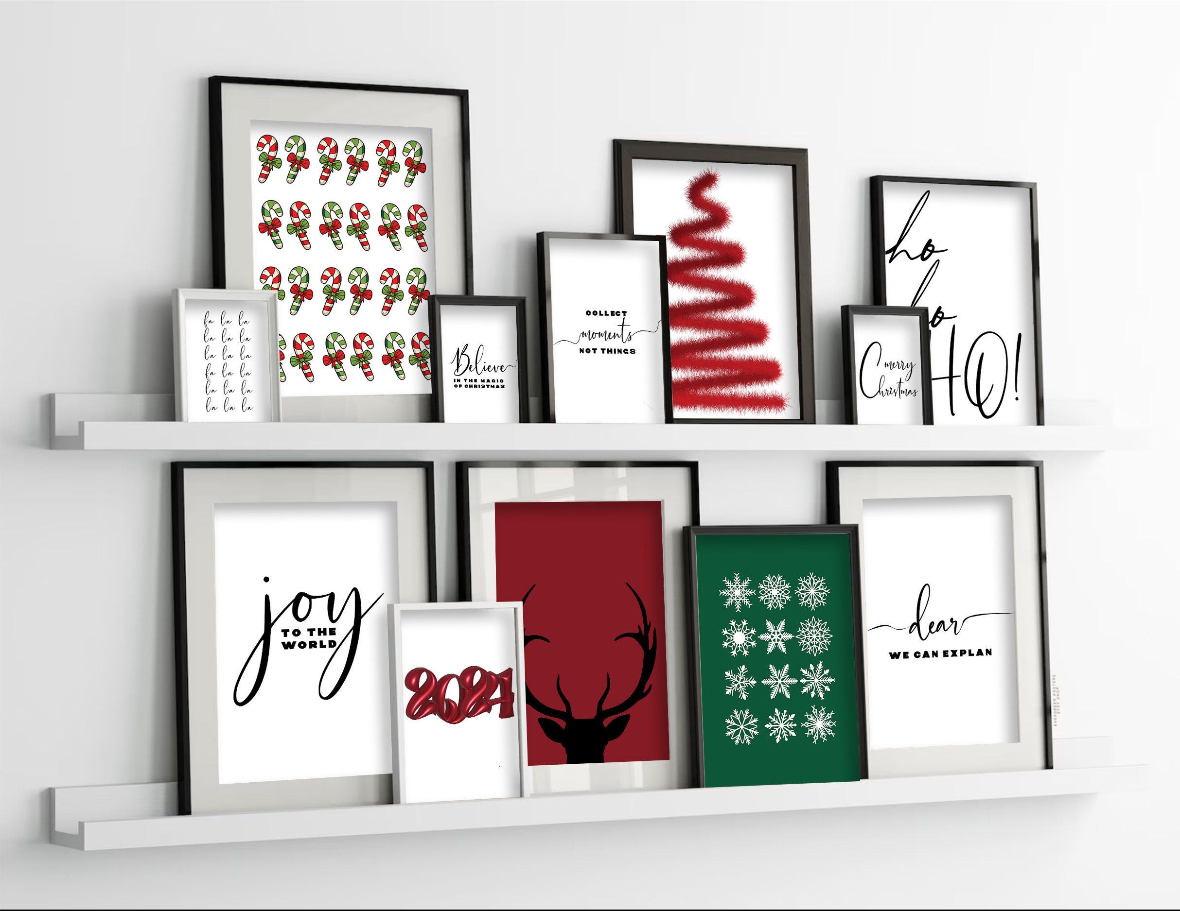 Black and White Christmas Wall Art Print 50 Digital Download | Trendy ...