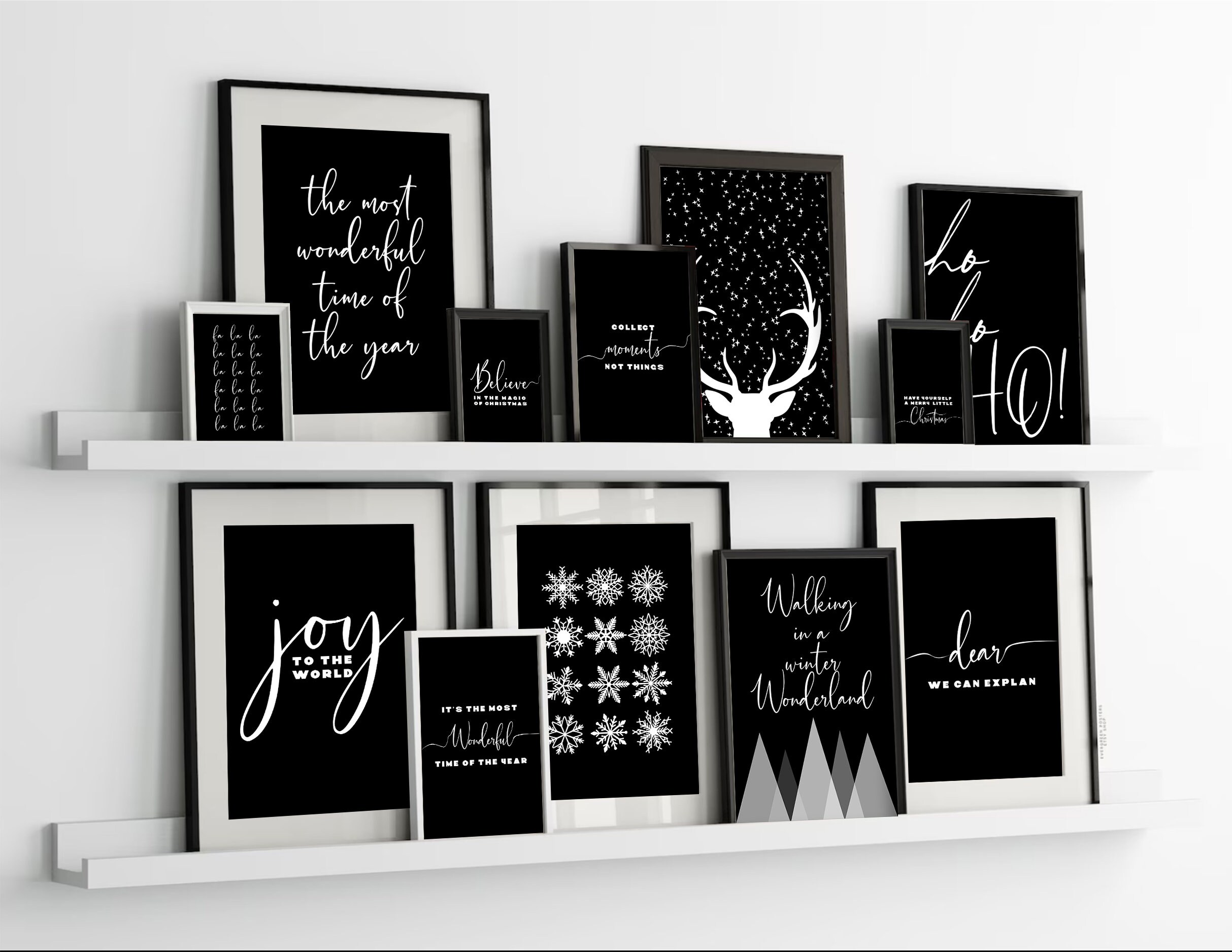 Black and White Christmas Wall Art Print 50 Digital Download | Trendy ...