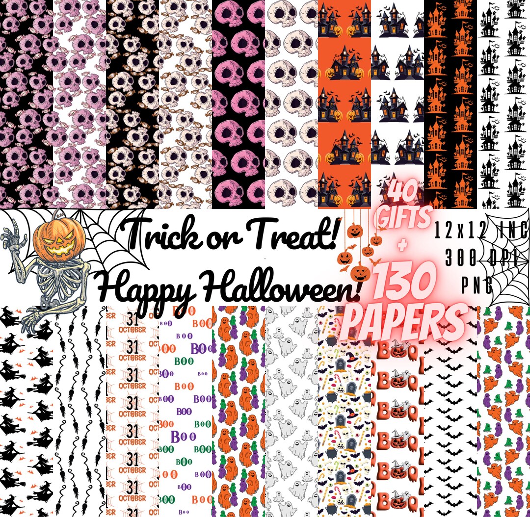 Cute Halloween Digital Paper Print Pack Commercial Use Backgrounds ...