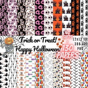 Niedliche Halloween digitale Papier print Pack kommerzielle Nutzung Hintergründe bündeln digitale Png Papiere, rosa Kürbis Halloween druckbare Scrapbook