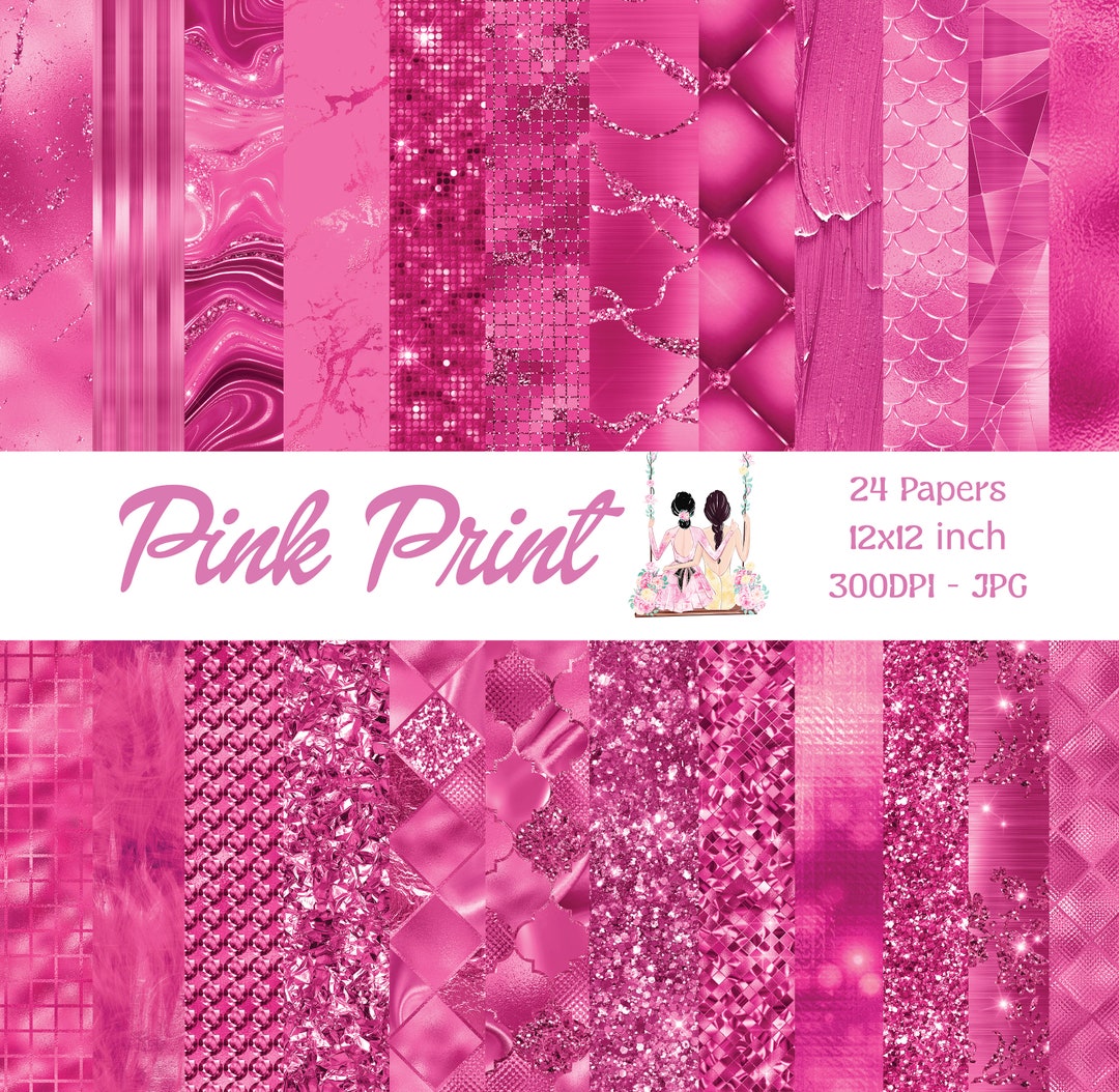 Hot Pink Glitter Digital Paper – 12x12 Scrapbook Backgrounds (digital ...