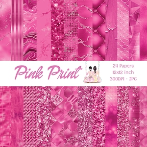 Luxus Hot Pink Digitales Papier | Glam Glitter Pailletten Texturen | Leuchtendes Rosa | Fuchsia Glitzer | Neon Pinke Folie | Nahtloser Hintergrund | Papiere