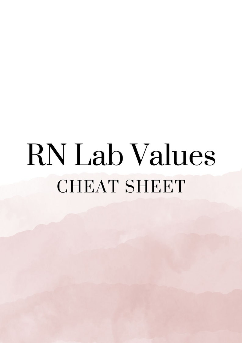 Lab Values Cheat Sheet - Etsy